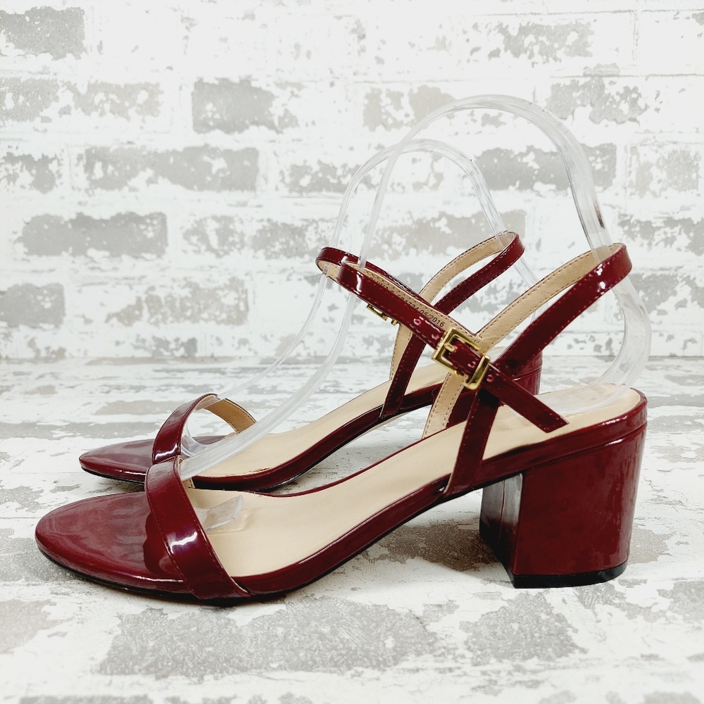 ASOS Burgundy Block Heel Sandals